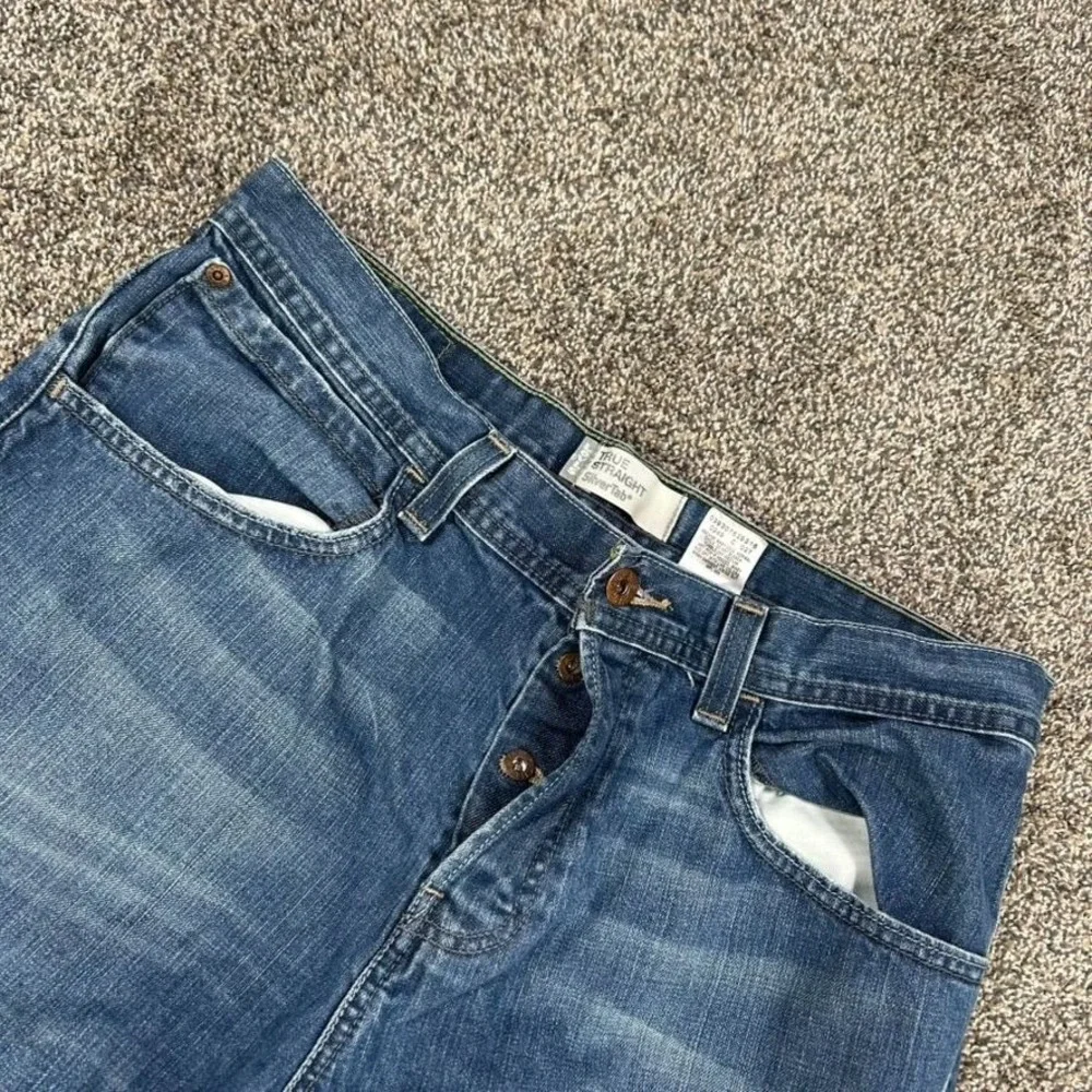 Levis Silvertab Mens 34x34 True Straight Medium Wash Blue Denim Jeans Fits 36x27
